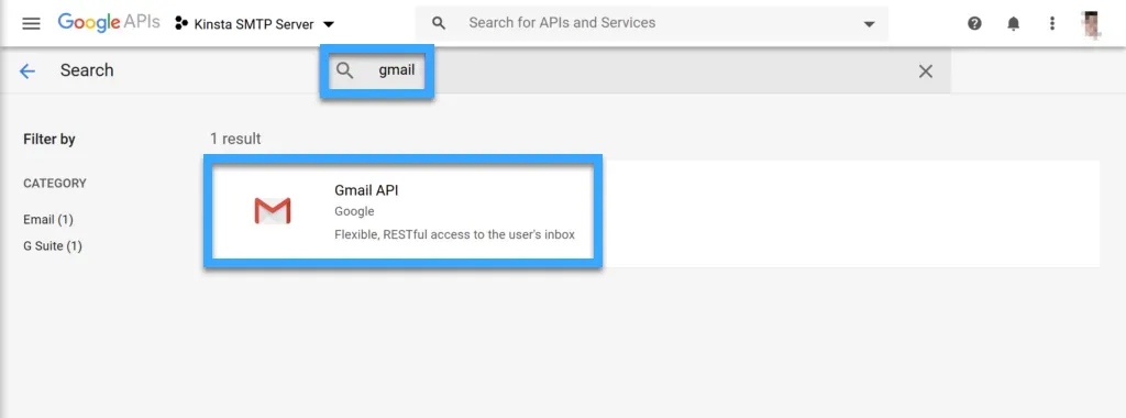 SMTP Gmail là gì? Hướng dẫn cách thiết lập SMTP Gmail 36 Tìm Gmail rồi chọn vào Gmail API