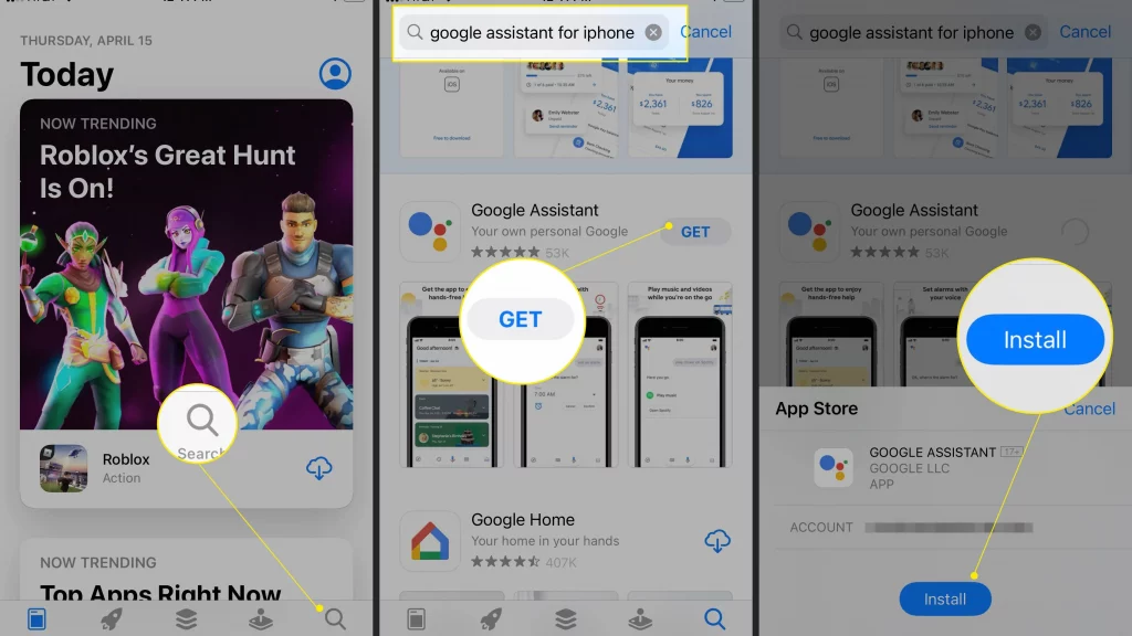 Sử dụng Google Assistant thông qua thiết bị IOS