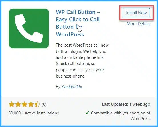 Cài đặt và kích hoạt plugin WP Call Button