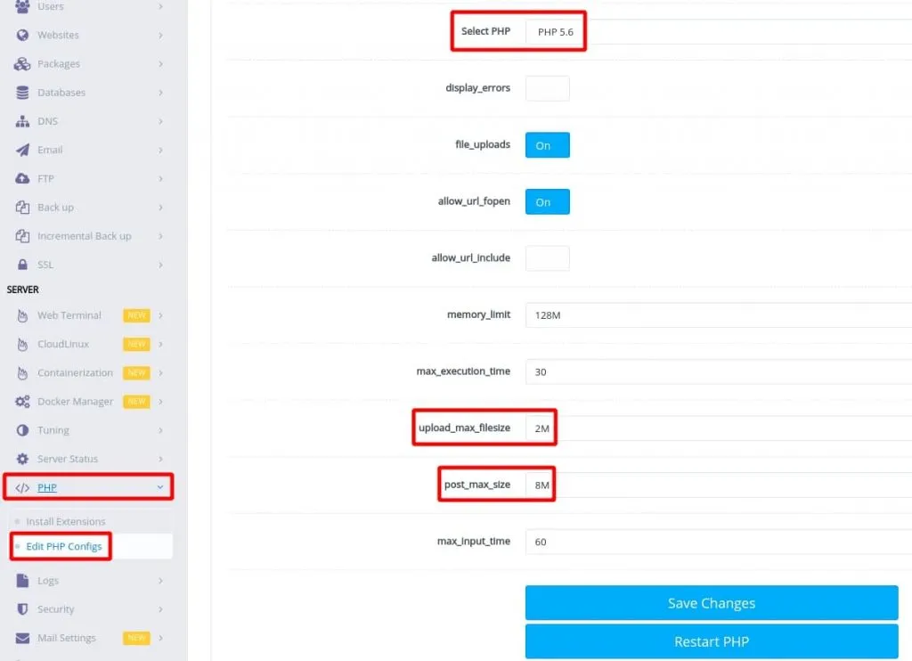 Điều chỉnh lưu lượng Upload của PHPMyadmin