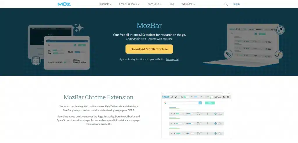 Công cụ Mozbar để check Domain Authority