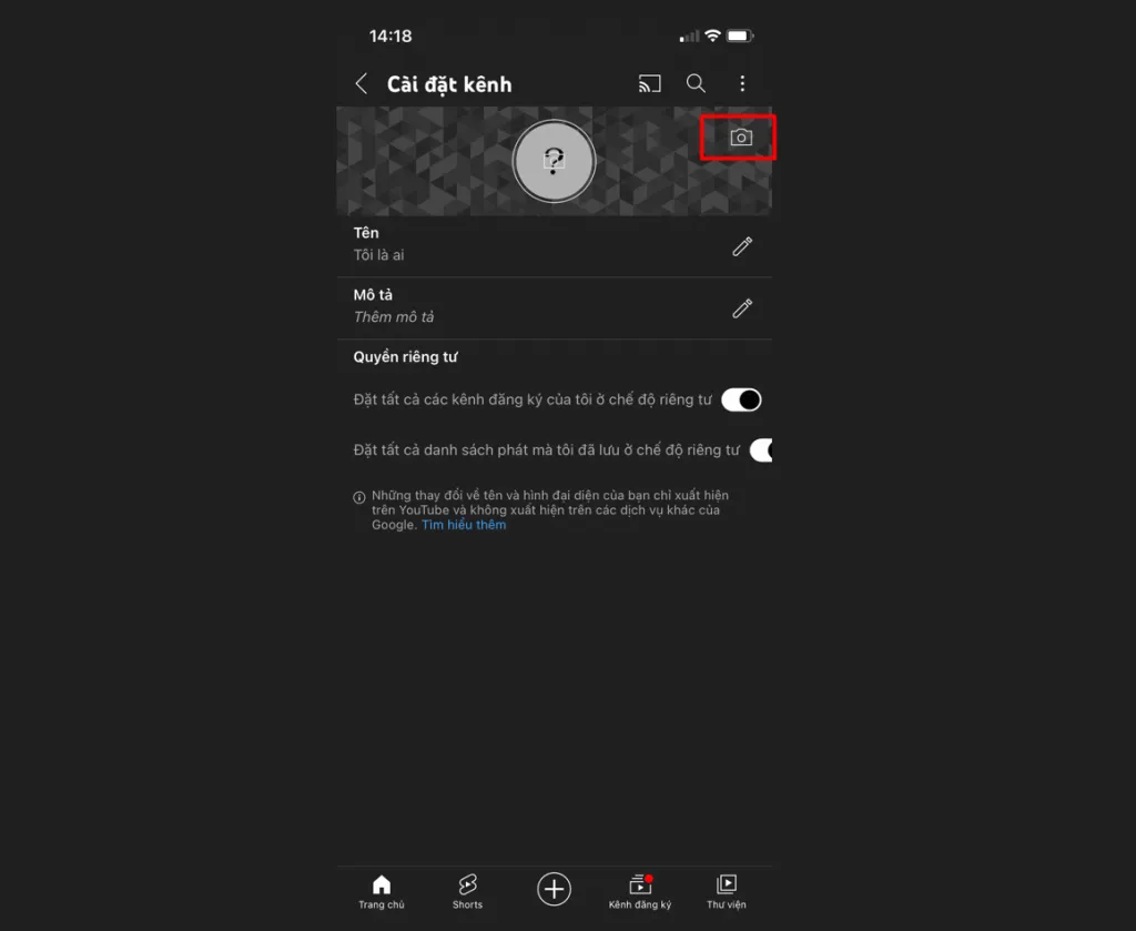Cách đổi ảnh bìa YouTube trên điện thoại