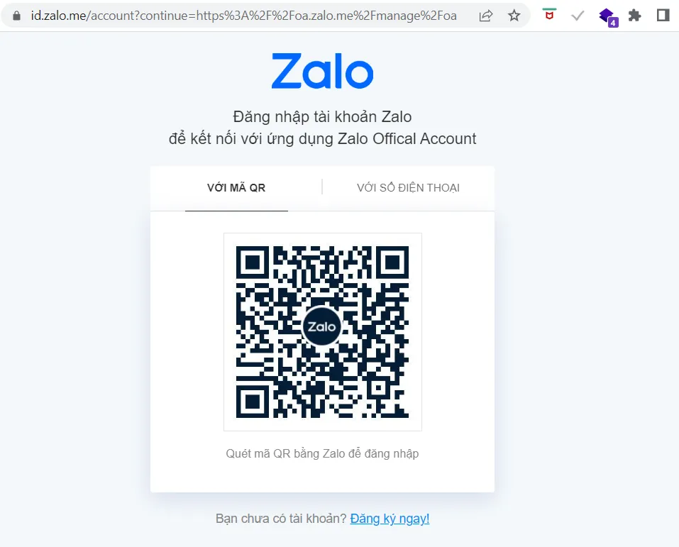 Truy cập vào trang khởi tạo tài khoản Zalo OA