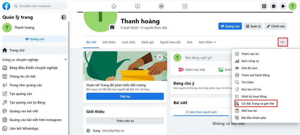 Cách xóa Trang Facebook trên máy tính