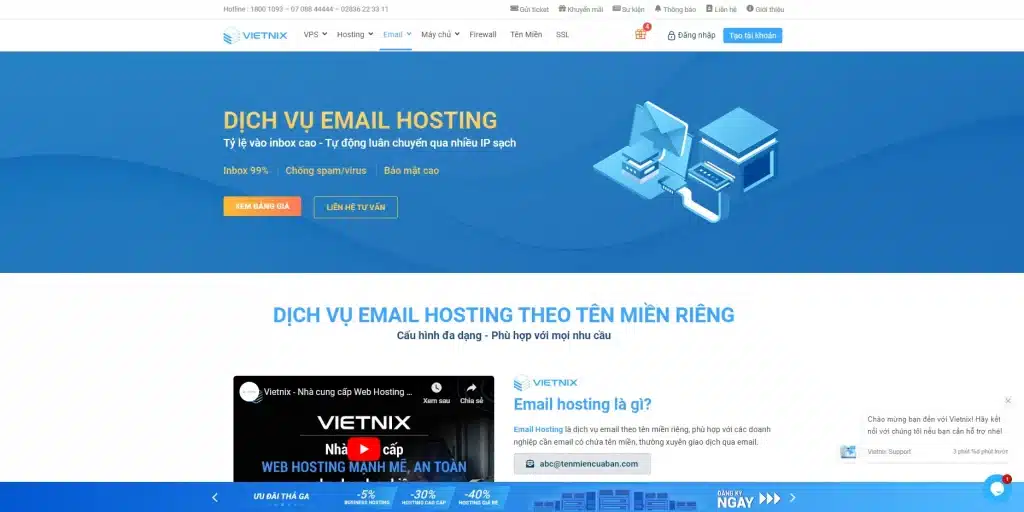Dịch vụ Email Hosting của Vietnix