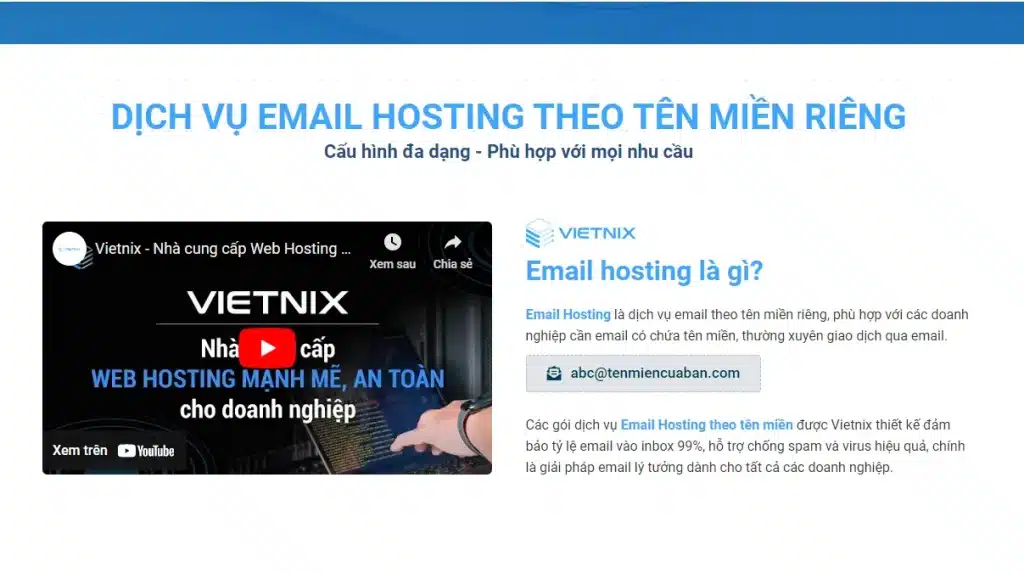 email doanh nghiệp tại Vietnix 