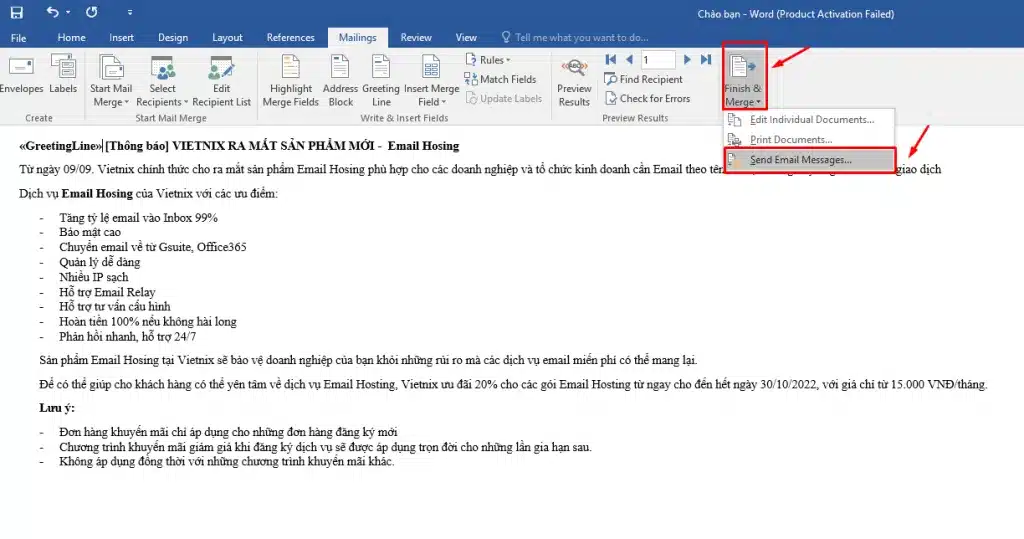 Thực hiện các thao tác như hình là cách gửi email cho nhiều người trong Outlook
