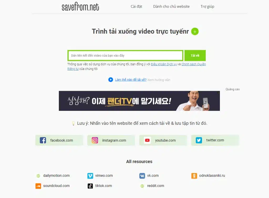 SaveFrom.net tải video từ YouTube, Facebook