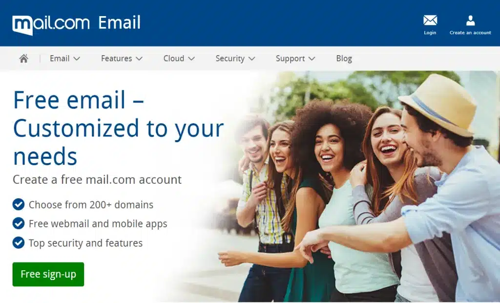 Mail.com - nhà cung cấp email miễn phí hiện nay