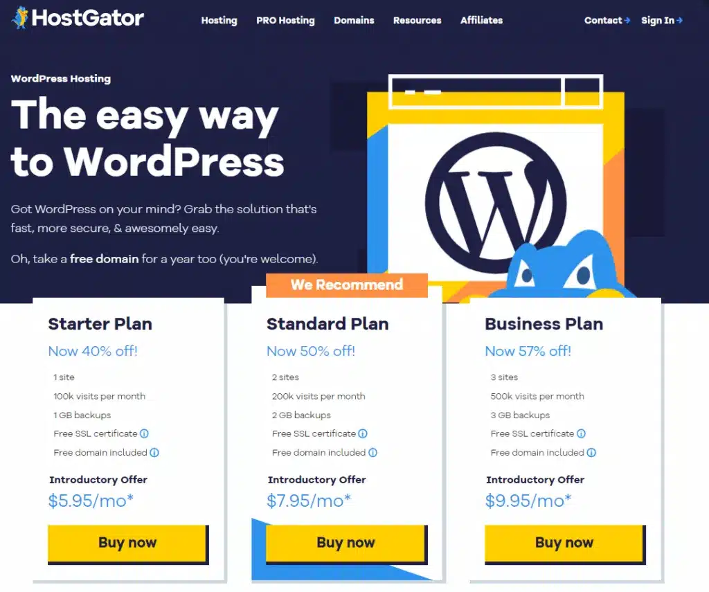 Nhà cung cấp WordPress hosting - HostGator