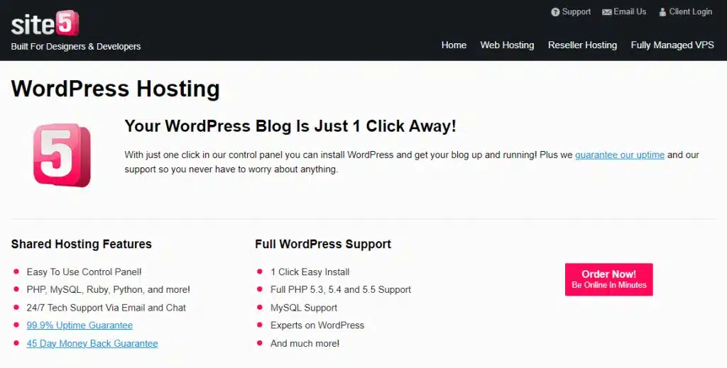 Nhà cung cấp WordPress hosting - Site5