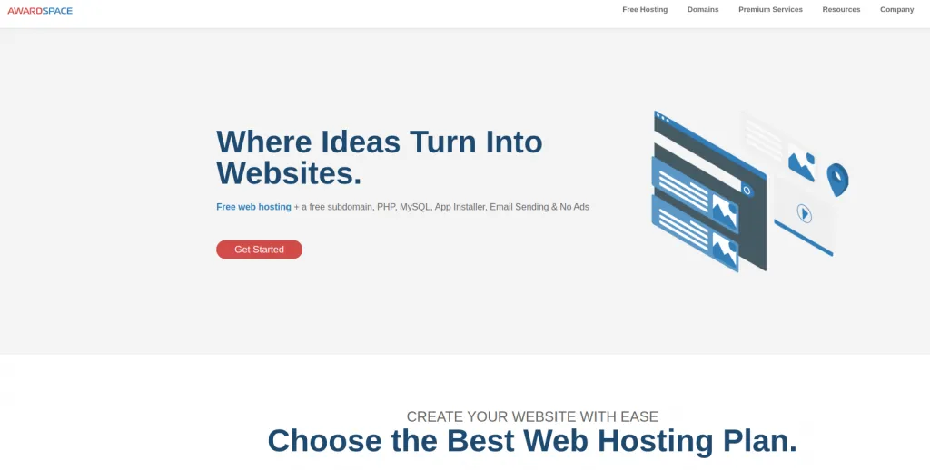 Dịch vụ hosting WordPress miễn phí AwardSpace.com