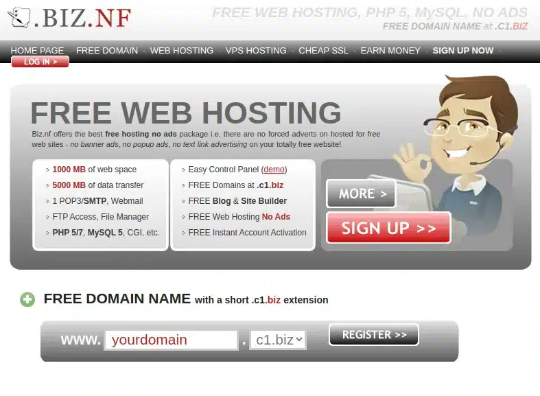 Đơn vị cung cấp hosting WordPress miễn phí Biz.nf