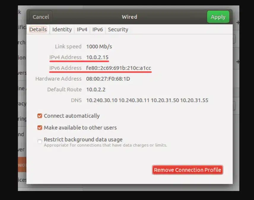 Cách kiểm tra địa chỉ IP trong Linux bằng GUI