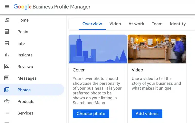 Giao diện Google Business Profile Manager