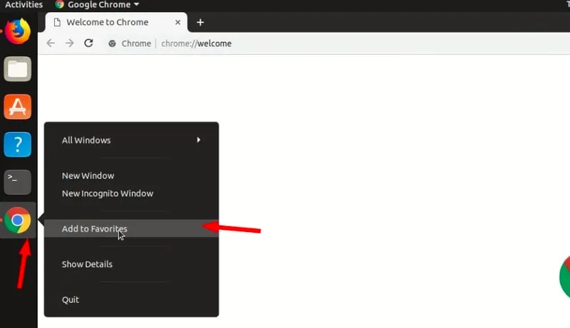 Thêm Chrome vào phần Favourites