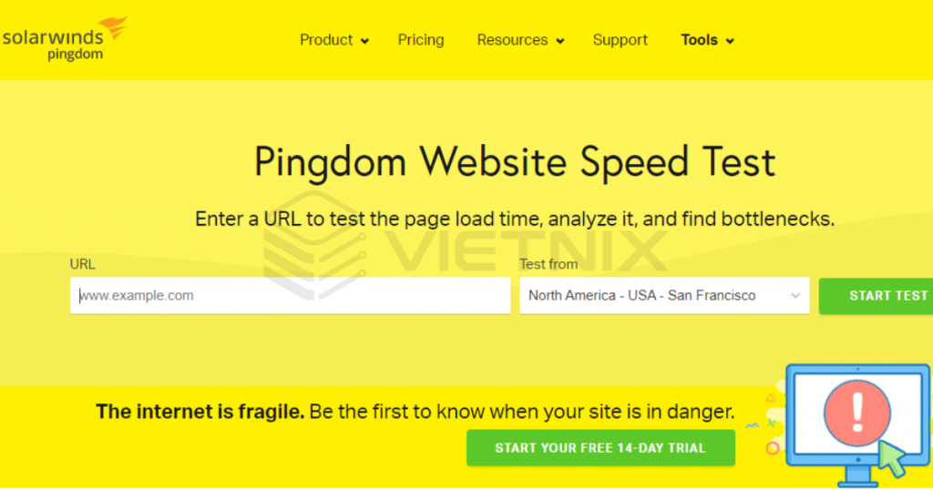 Công cụ kiểm tra tốc độ hosting - Pingdom