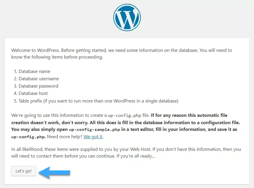 Hướng dẫn điền thông tin cài đặt WordPress trên localhost
