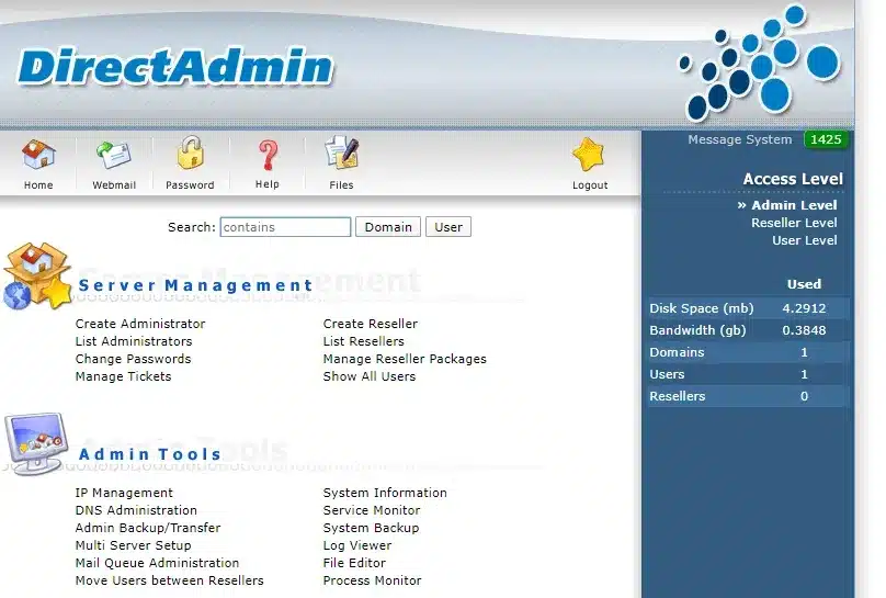 Hướng dẫn kiểm tra dung lượng và băng thông hosting bằng DirectAdmin