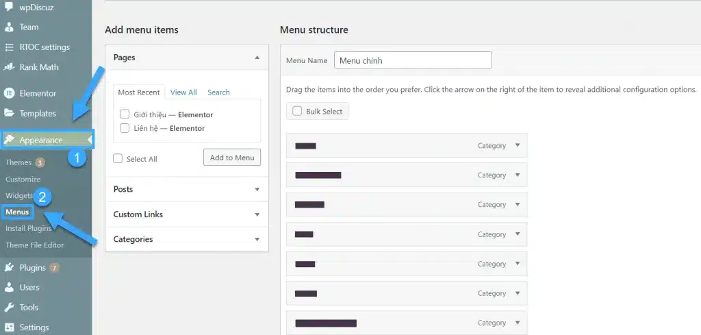 Tạo menu navigation tùy chỉnh trong WordPress