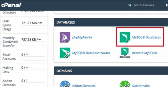 Chọn MySQL® Databases