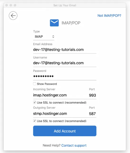 Bước 3: Cấu hình IMAP/POP