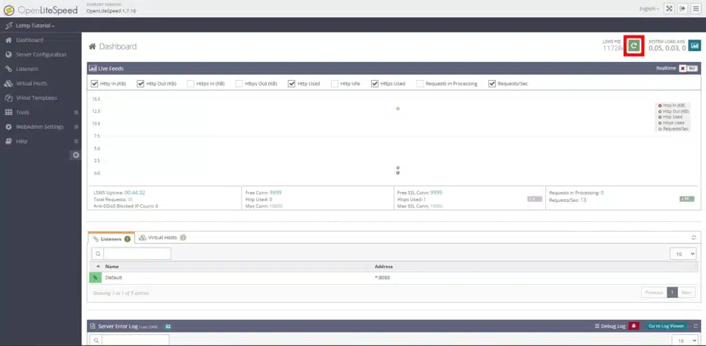 Hướng dẫn chi tiết cách cài đặt LOMP stack trên Ubuntu 20.04 8 Admin panel Graceful Restart