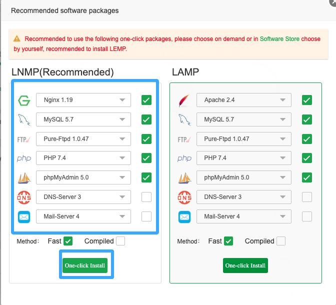 Nhấn chọn One-click Install