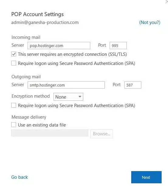 Cấu hình POP/IMAP và SMTP servers