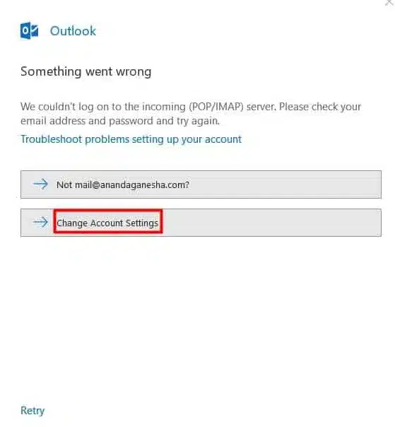 Chọn Change Account Settings