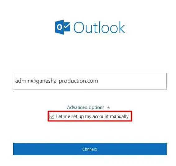 Chọn Let me set up my account manually