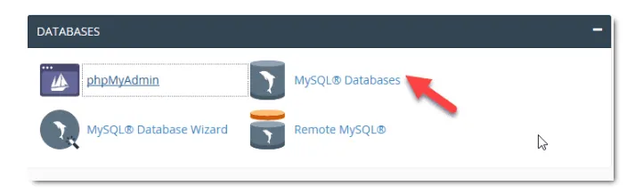 Chọn MySQL Databases