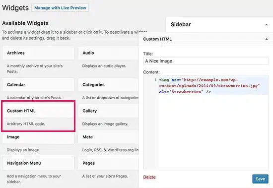 Custom HTML
