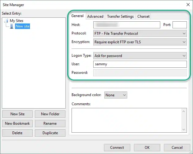 Hướng dẫn thiết lập vsftpd cho thư mục người dùng trên Ubuntu 20.04 12 Điền vào thông tin site