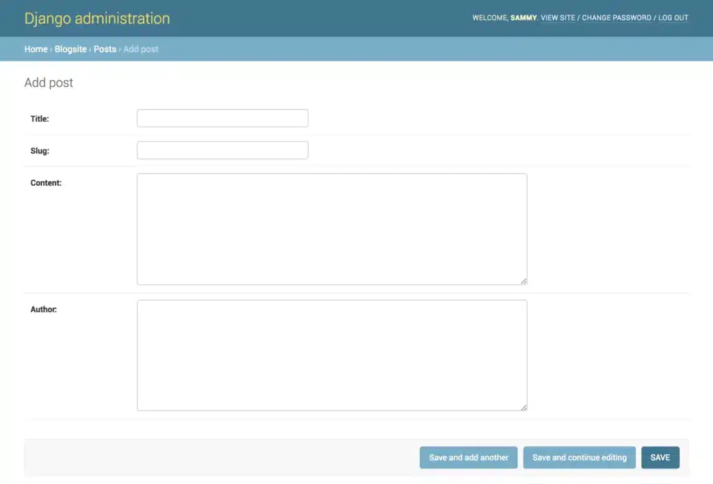 Giao diện Blogsite add post