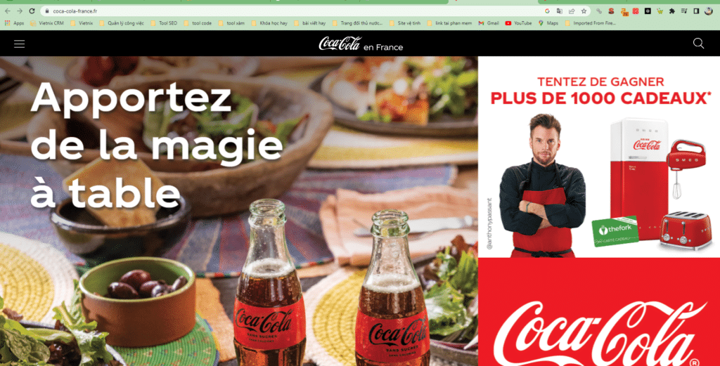 Coca Cola France - các trang web sử dụng wordpress