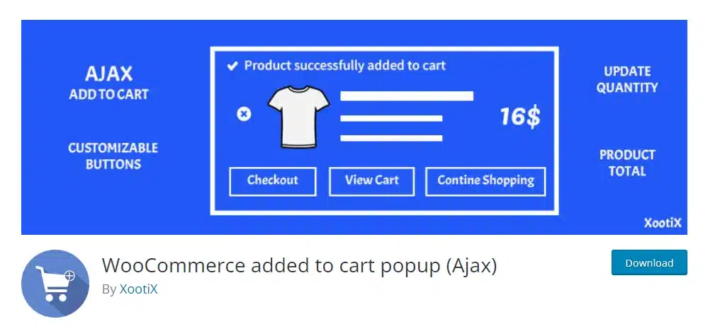 plugin WooCommerce added to cart popup