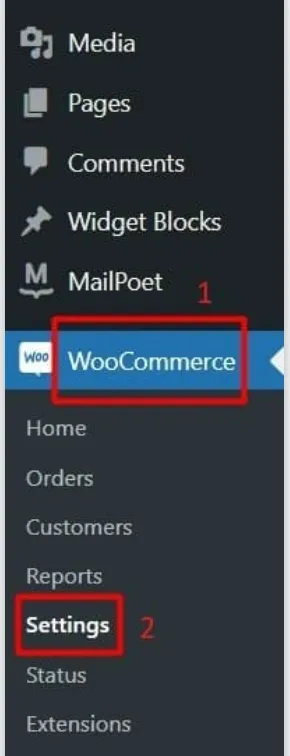 Truy cập WooCommerce > Settings