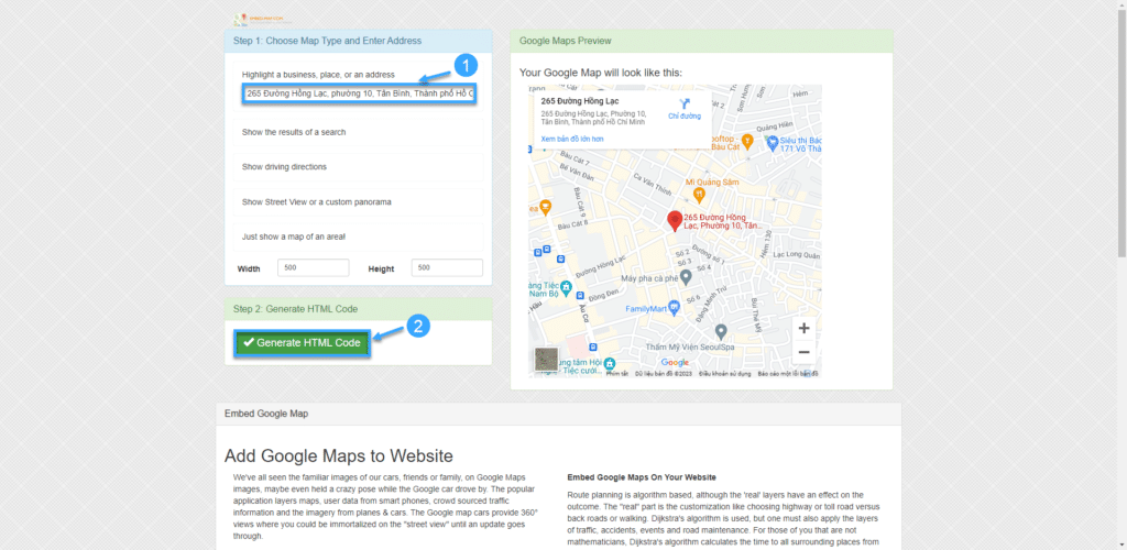 Chèn Google Maps vào website WordPress bằng Embed