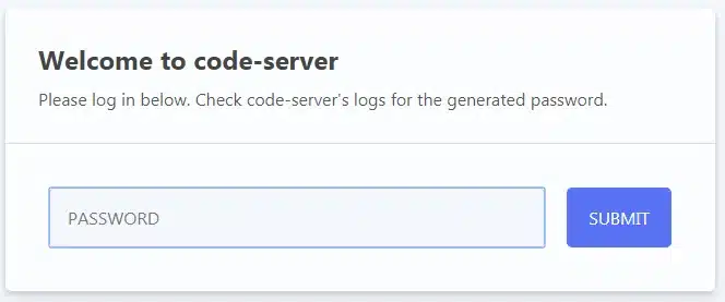 Giao diện đăng nhập code-server
