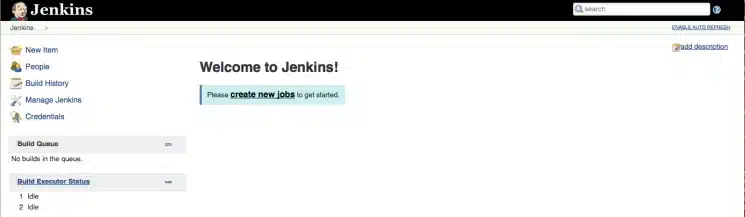 Giao diện trang chủ Jenkins