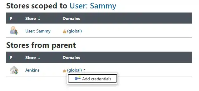 Nhấp vào Add credentials