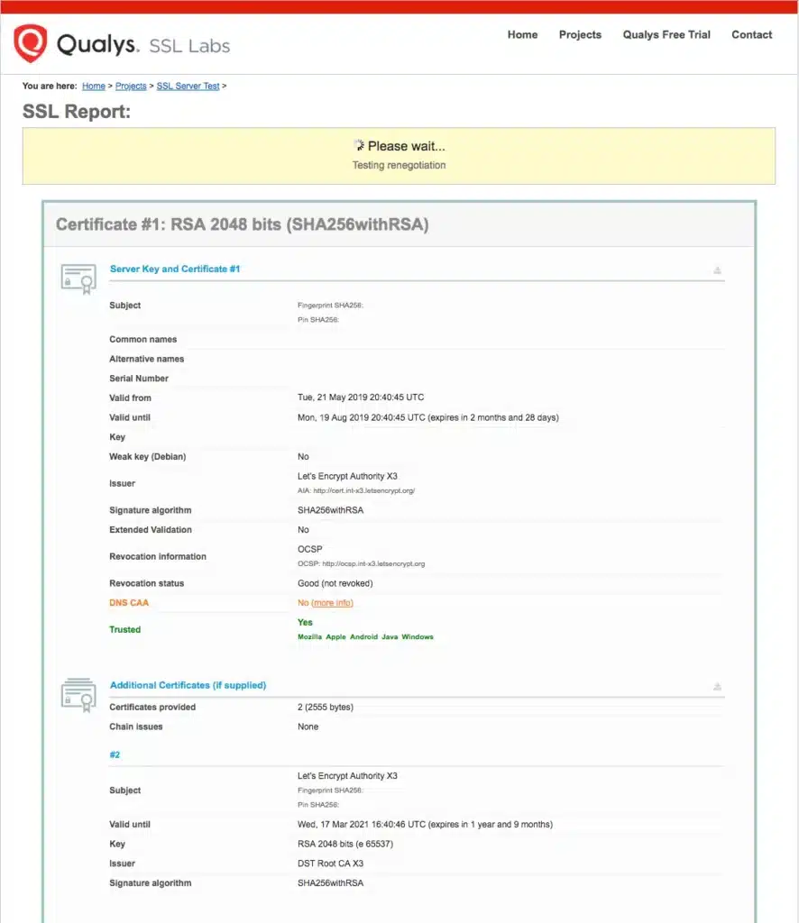 Kiểm tra Certificate Status