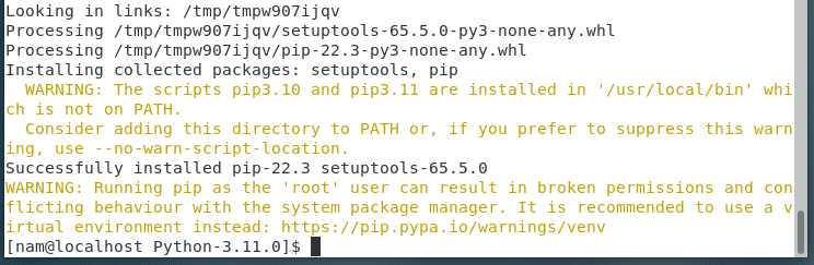 Hoàn tất cài đặt Python mới trên CentOS 7