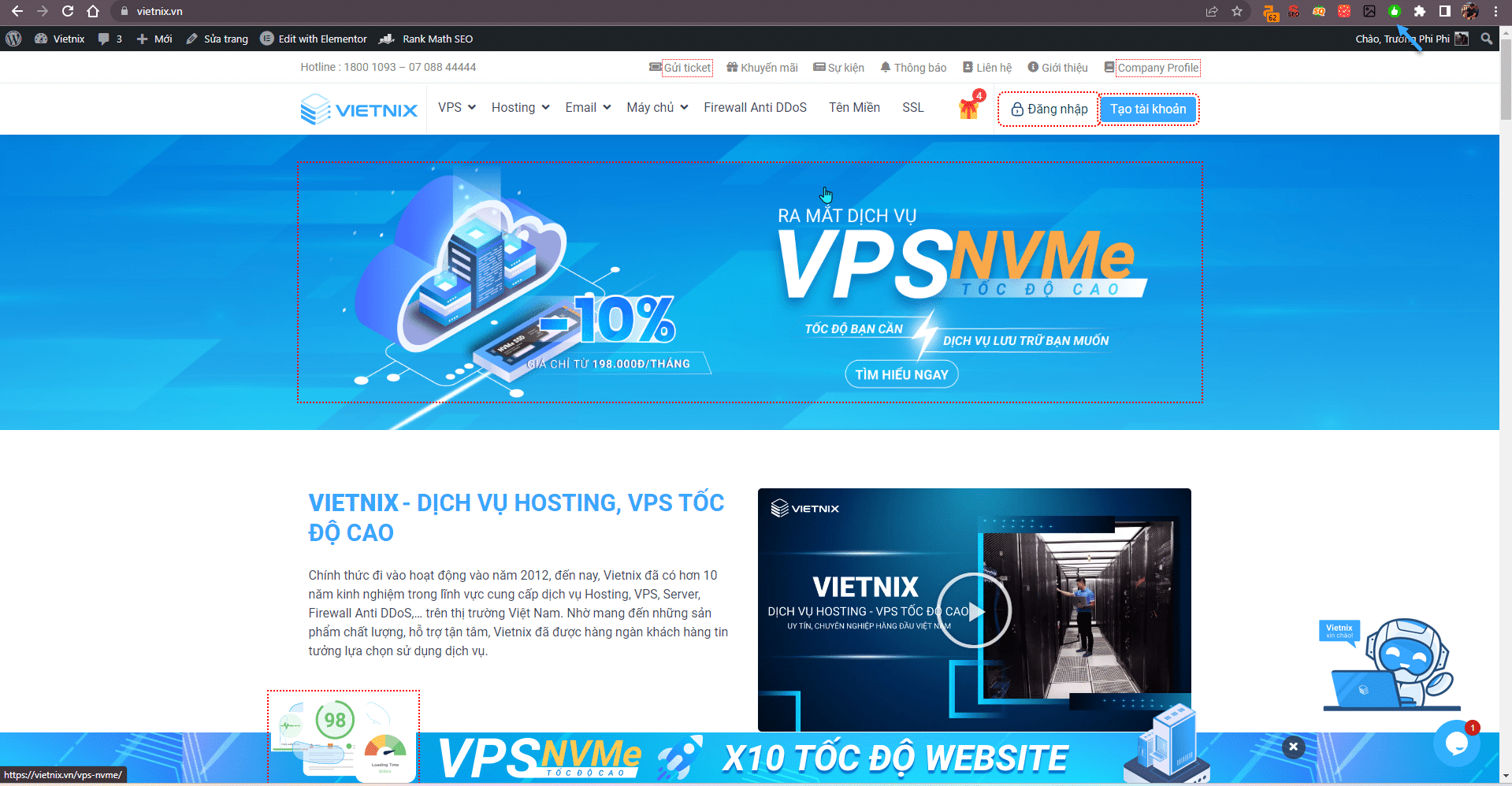 Biểu tượng màu xanh cho biết AdBlock đã được tắt