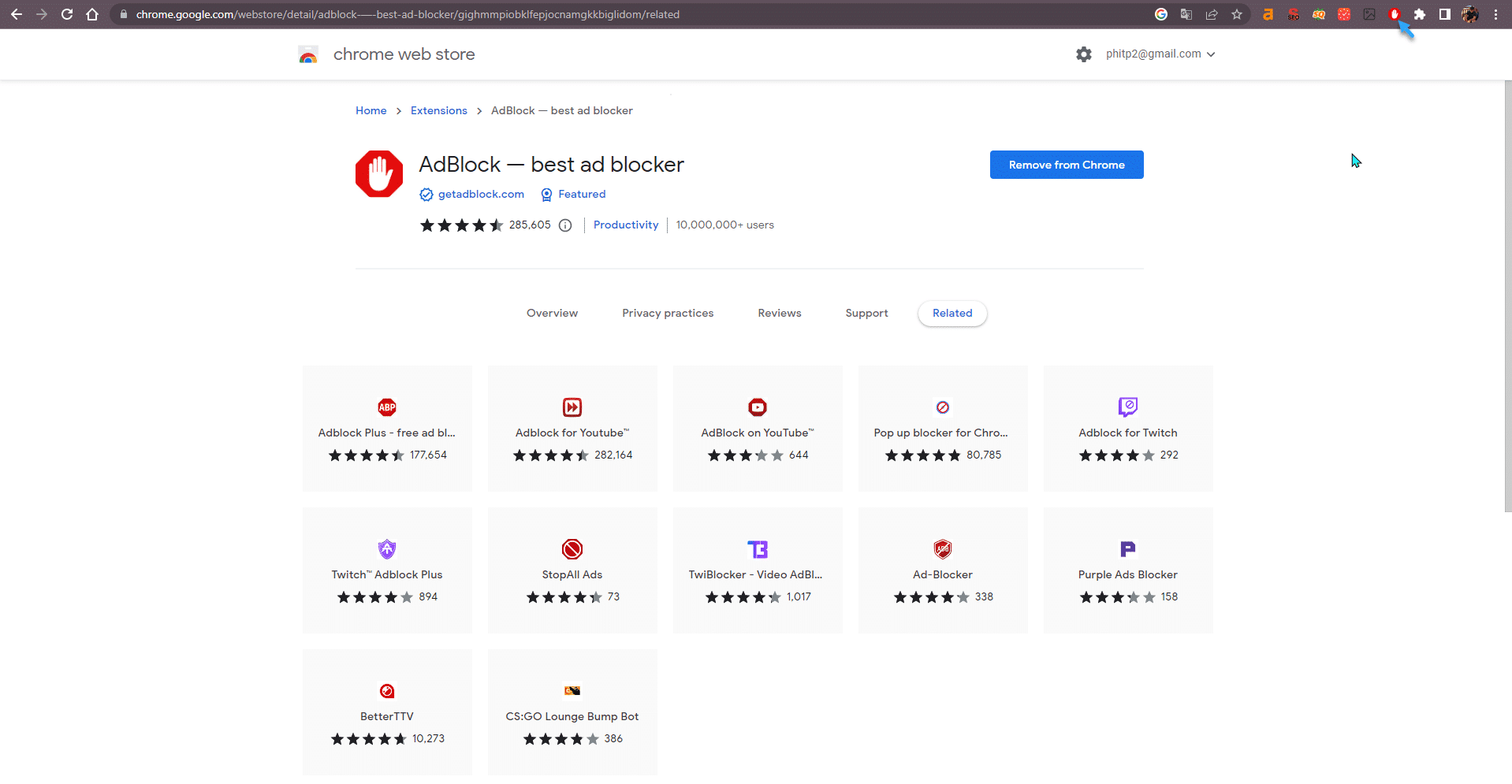 Adblock sẽ tự động kích hoạt khi có quảng cáo