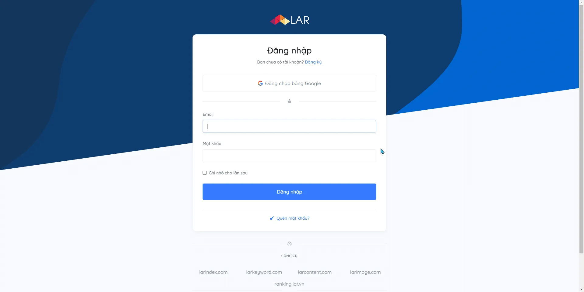 Giao diện của Lar Index