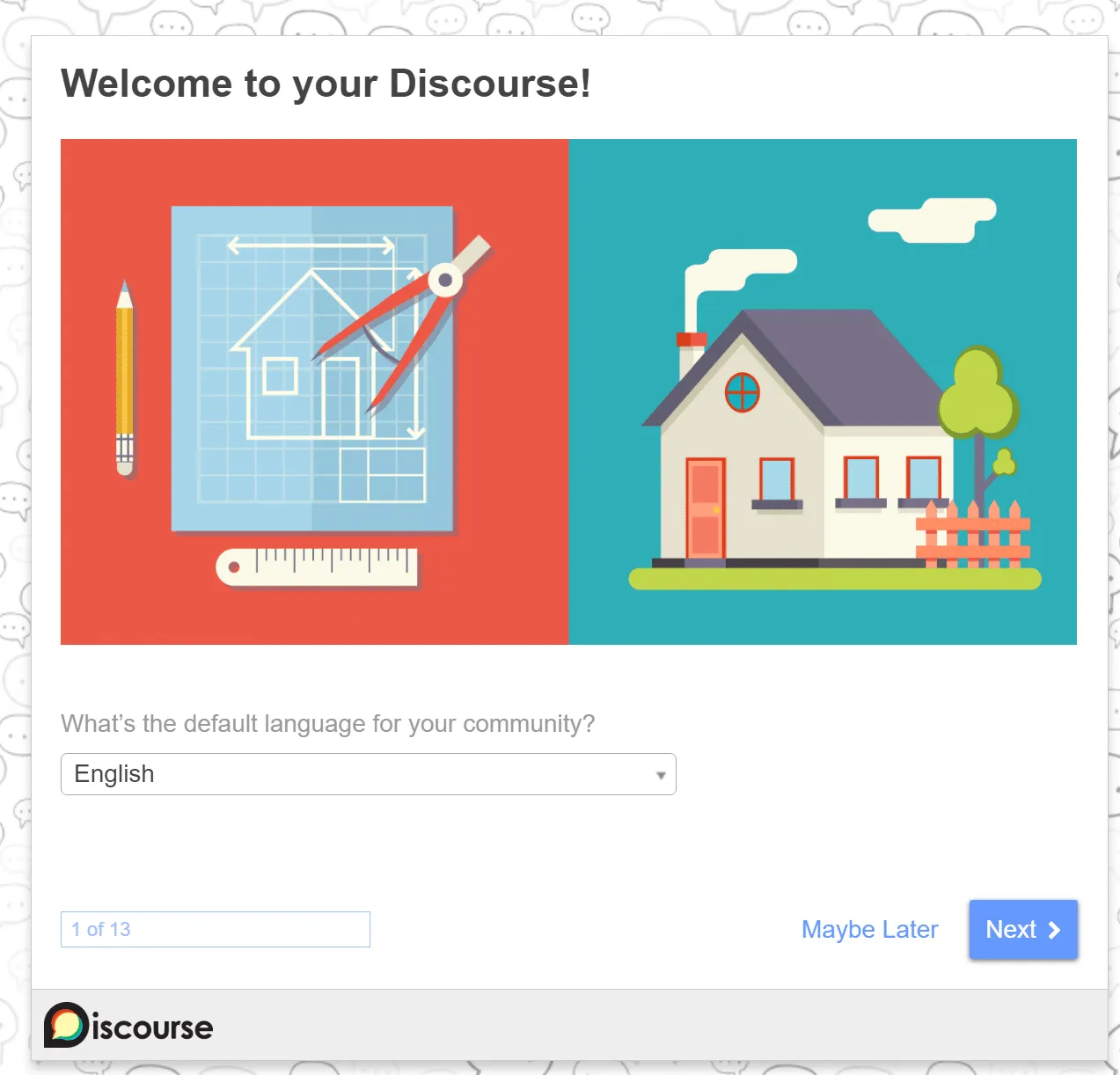 Màn hình hướng dẫn cấu hình cơ bản của Discourse