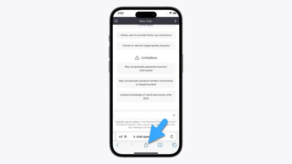 Cách thiết lập ChatGPT bên trên điện thoại cảm ứng Android, iOS cụ thể nhất 14 Nhấn nhập hình tượng Share