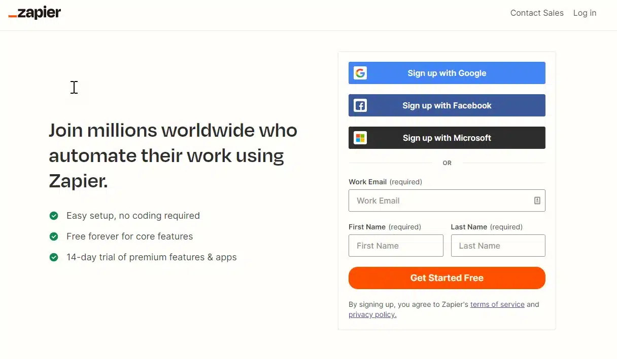 Tạo tài khoản trên Zapier miễn phí